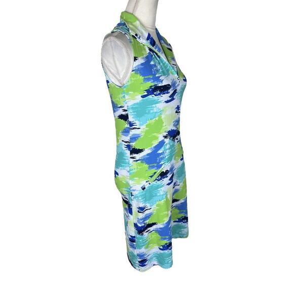IBKUL Matilda Mock Neck Partial Zip Sleeveless Jade Golf Tennis Dress Size XS - Picture 4 of 10
